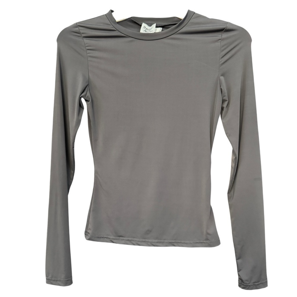 Princess Polly Fitted Gray Long Sleeve Top | Size 2